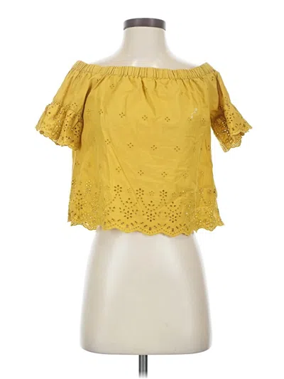 Pre-owned Madewell Short Sleeve Blouse In Yellow