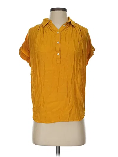 Pre-owned Madewell Short Sleeve Blouse In Yellow