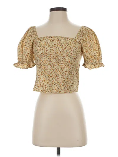 Pre-owned Madewell Short Sleeve Blouse In Yellow