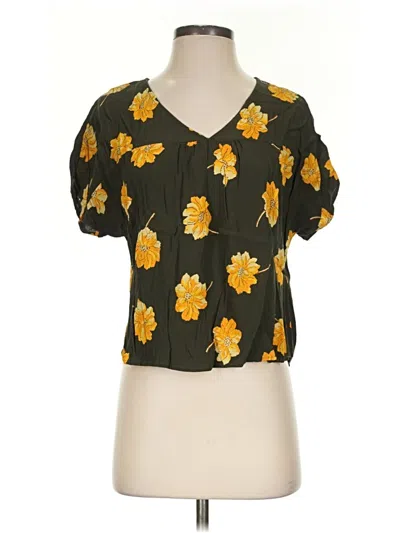Pre-owned Madewell Short Sleeve Blouse In Yellow