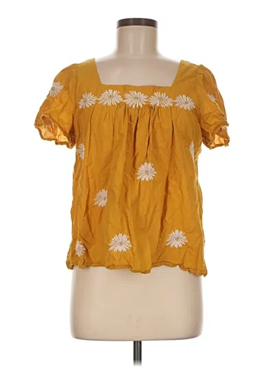 Pre-owned Madewell Short Sleeve Blouse In Yellow