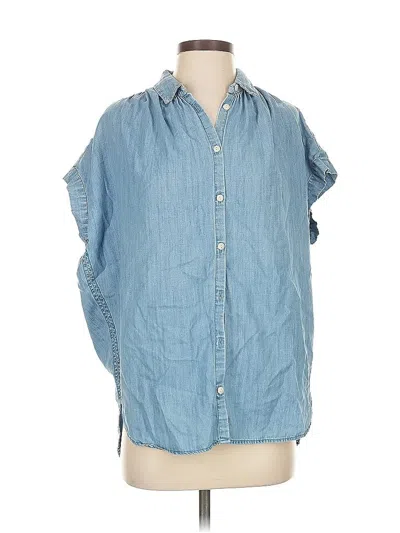 Pre-owned Madewell Short Sleeve Button Down Shirt In Blue