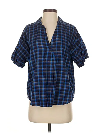 Pre-owned Madewell Short Sleeve Button Down Shirt In Blue
