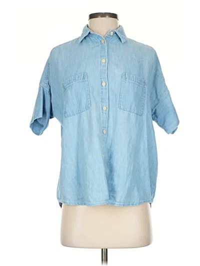 Pre-owned Madewell Short Sleeve Button Down Shirt In Blue