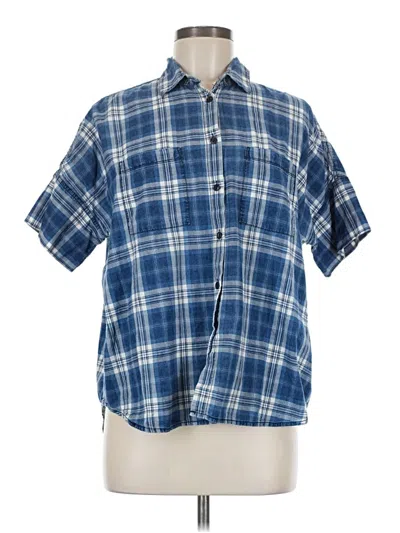 Pre-owned Madewell Short Sleeve Button Down Shirt In Blue
