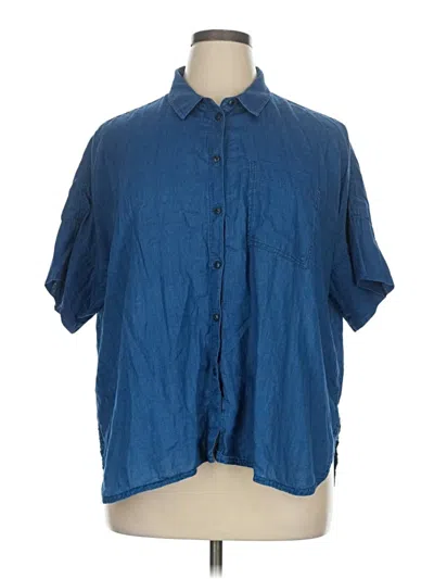 Pre-owned Madewell Short Sleeve Button Down Shirt In Blue