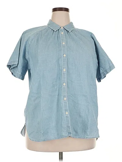 Pre-owned Madewell Short Sleeve Button Down Shirt In Blue