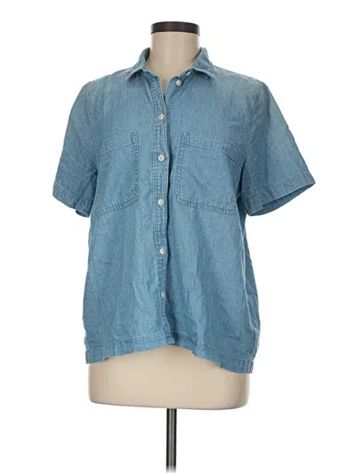 Pre-owned Madewell Short Sleeve Button Down Shirt In Blue