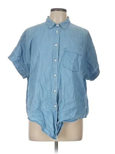 Pre-owned Madewell Short Sleeve Button Down Shirt In Blue