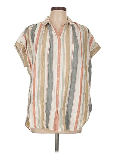 Pre-owned Madewell Short Sleeve Button Down Shirt In Brown