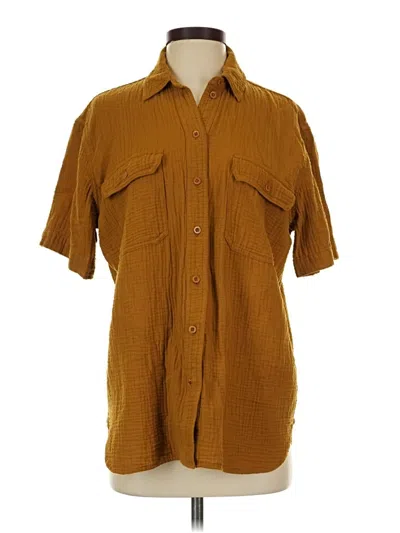 Pre-owned Madewell Short Sleeve Button Down Shirt In Brown