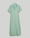 Madewell Short-sleeve Button-front Midi Shirtdress In Pistachio