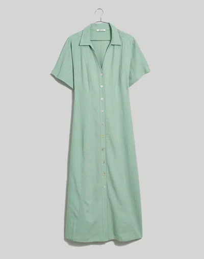 Madewell Short-sleeve Button-front Midi Shirtdress In Pistachio