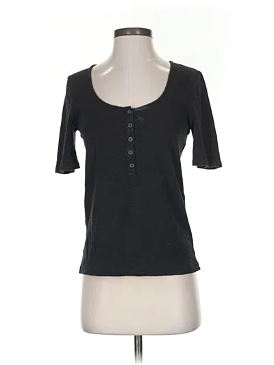 Pre-owned Madewell Short Sleeve Henley Shirt In Black