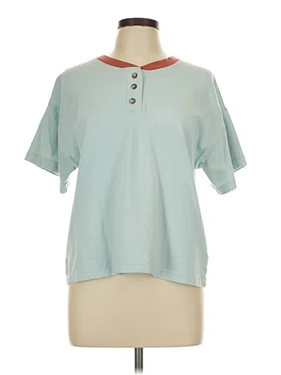 Pre-owned Madewell Short Sleeve Henley Shirt In Green