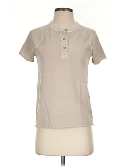 Pre-owned Madewell Short Sleeve Henley Shirt In Tan
