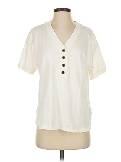 Pre-owned Madewell Short Sleeve Henley Shirt In White