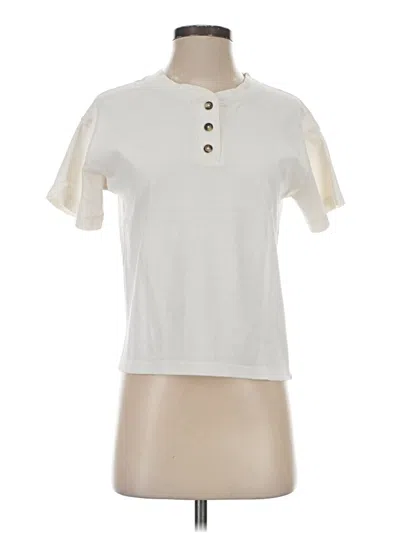 Pre-owned Madewell Short Sleeve Henley Shirt In White