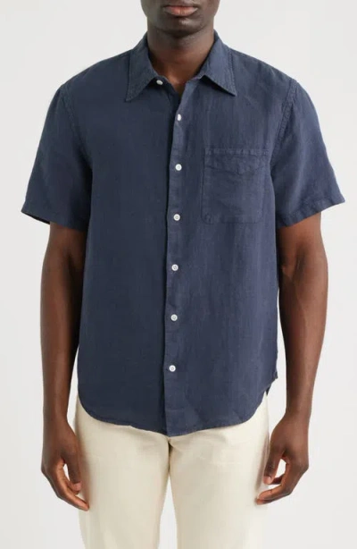 Madewell Short Sleeve Linen Shirt Ink In Blue