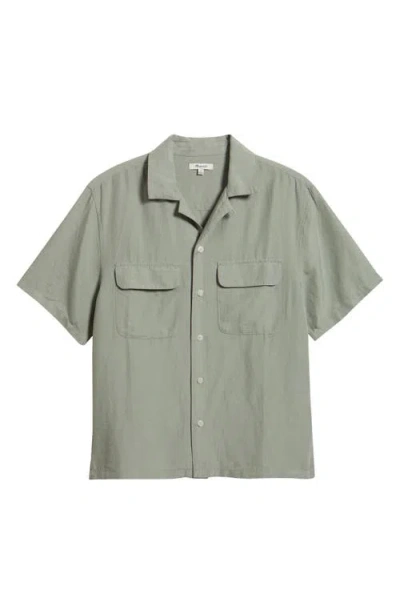 Madewell Tencel Blend Short Sleeve Shirt In Green