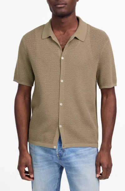 Madewell Short Sleeve Open Stitch Cotton Button-up Shirt In Brown