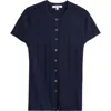 Madewell Short Sleeve Pointelle Cotton Blend Cardigan In Blue