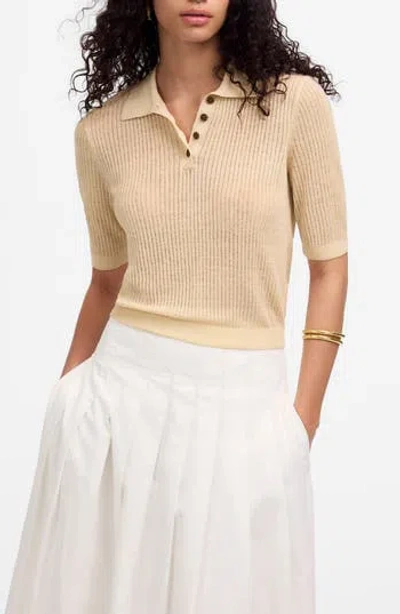 Madewell Short Sleeve Polo Sweater In Neutral
