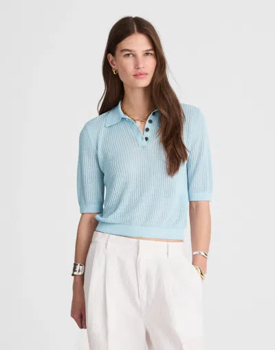 Madewell Short-sleeve Polo Sweater Tee In Blue