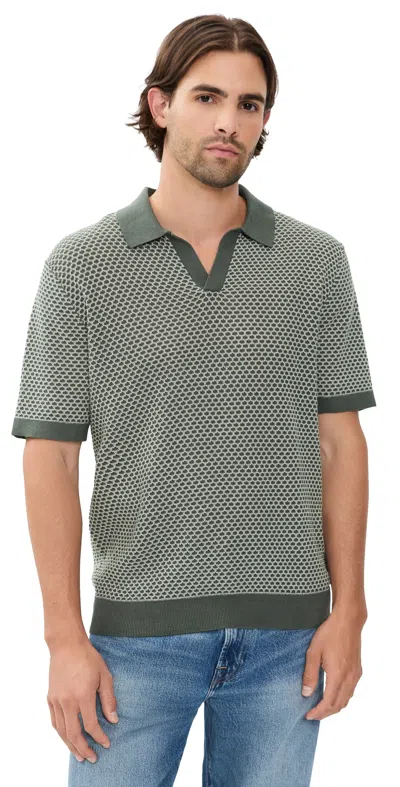 Madewell Short Sleeve Stitch Polo Stormy Spruce In Green