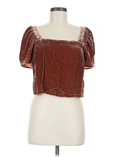Madewell Short Sleeve Top Brown Square Neckline Tops