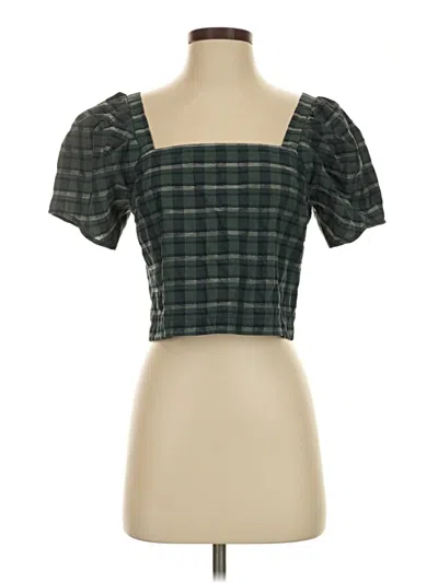 Pre-owned Madewell Short Sleeve Top Green Square Neckline Tops