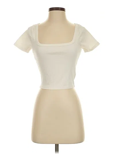 Pre-owned Madewell Short Sleeve Top Ivory Square Neckline Tops