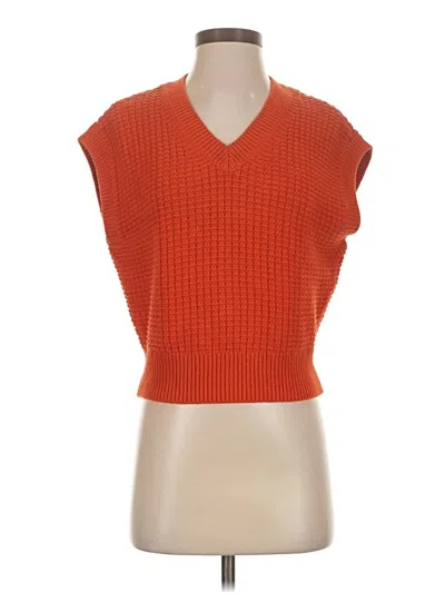 Pre-owned Madewell Short Sleeve Top Orange V Neck Tops