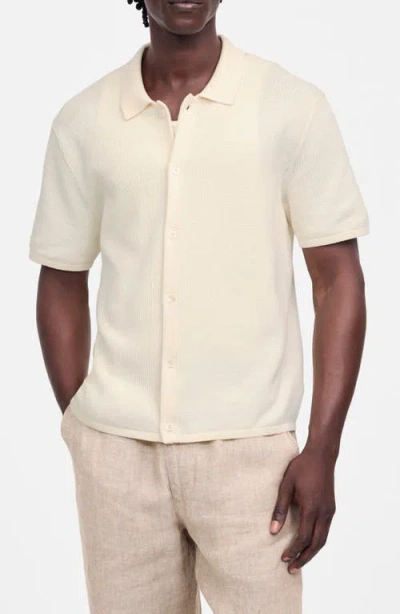 Madewell Short Sleeve Tuck Stitch Button-up Shirt In White
