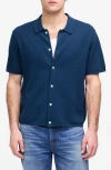 Madewell Short Sleeve Tuck Stitch Button-up Shirt In Purple