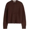 Madewell Shrunken Cotton Blend Cardigan In Dark Carob