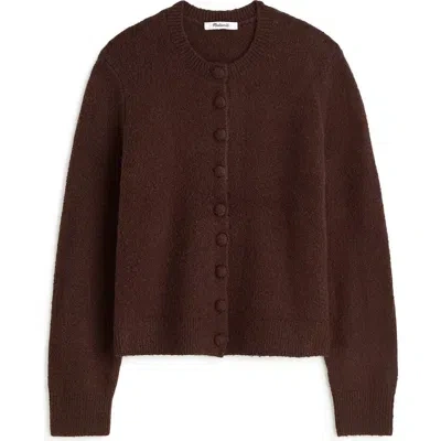 Madewell Shrunken Cotton Blend Cardigan In Dark Carob