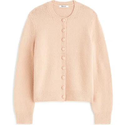 Madewell Shrunken Cotton Blend Cardigan In Heather Blush Pink