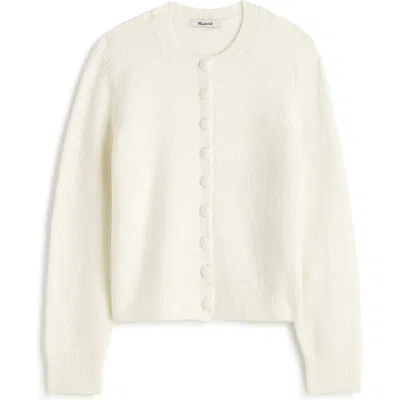 Madewell Shrunken Cotton Blend Cardigan In Eyelet White