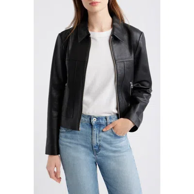 Madewell Shrunken Leather Zip Jacket In Black