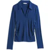 Madewell Side Cinch Long Sleeve Polo Top In Bright Cobalt