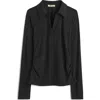 Madewell Side Cinch Long Sleeve Polo Top In Heather Charcoal