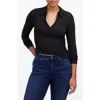 Madewell Side Cinch Long Sleeve Polo Top In Grey