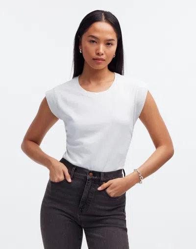 Madewell Side-cinch Muscle Tee In Eyelet White