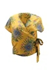 Madewell Side-tie Wrap Top In Painted Blooms Floral Print Silk In Multi