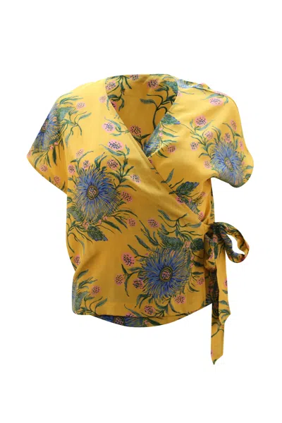 Madewell Side-tie Wrap Top In Painted Blooms Floral Print Silk In Multi