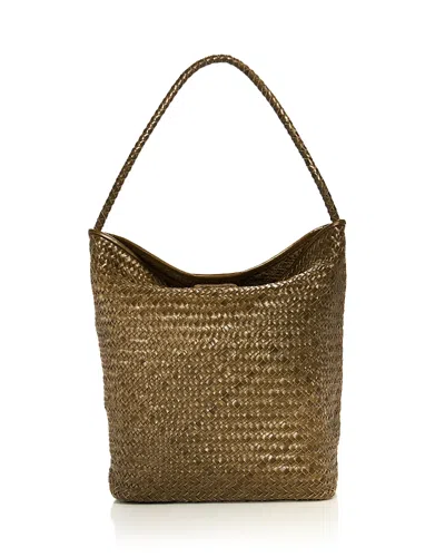 Madewell Signature Woven Leather Bucket Bag In White