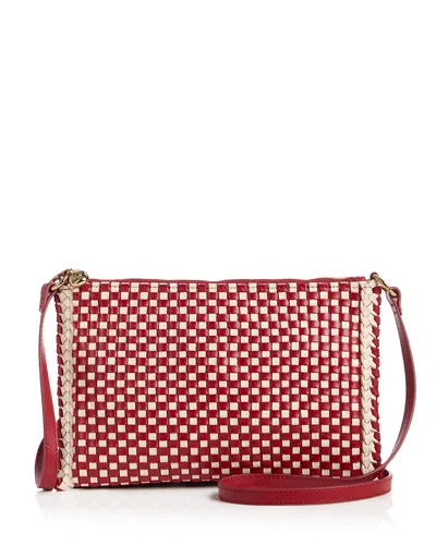 Madewell Signature Woven Leather Pouch Crossbody Bag In Red