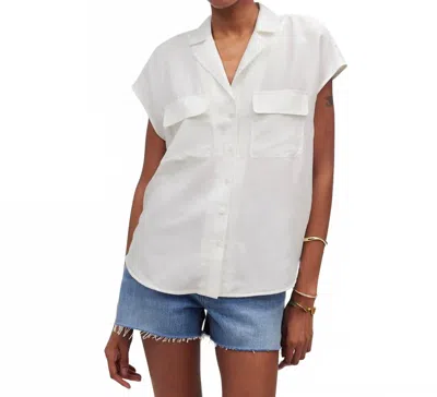 Madewell Silk Drapey Patch Pocket Sleeveless Shirt In Lighthouse In White