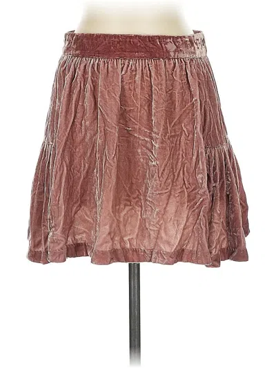 Pre-owned Madewell Silk Skirt In Burgundy